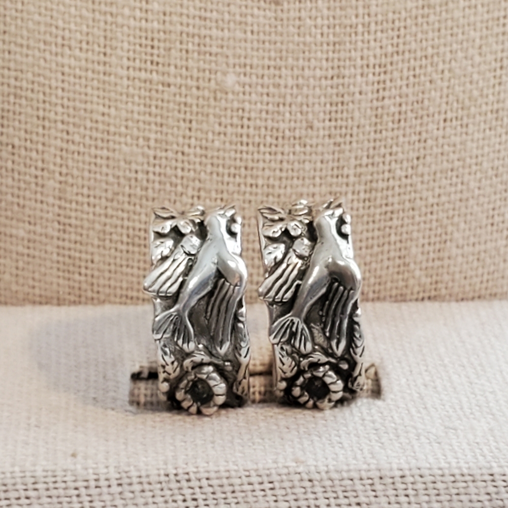 Andrea Barnett Signed & Numbered Sterling Silver C Hoop Post Earrings RARE